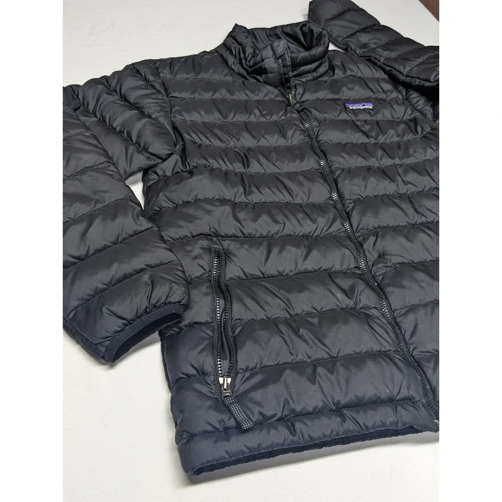Patagonia Kids Down Sweater Jacket Black Size L 12 Recycled Puffer Full Zip